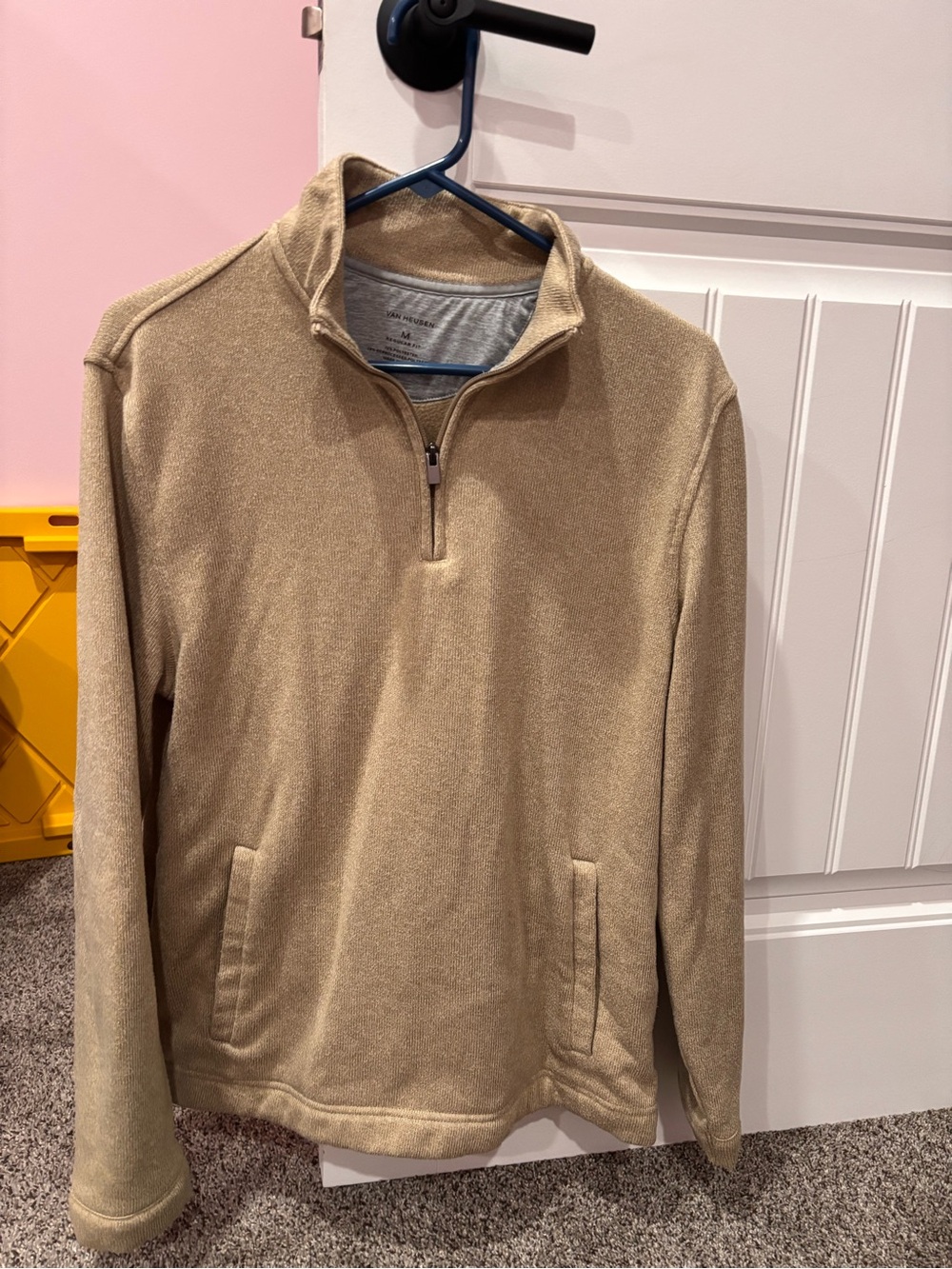 Van Heusen Men's Zip-Up Sweater Jacket in Tan
